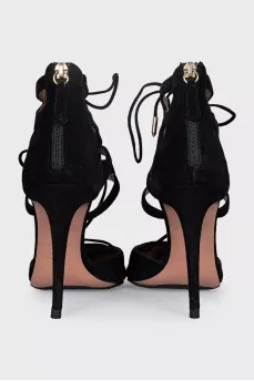 Black shoes with suede straps