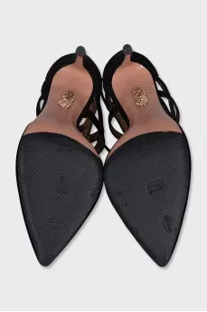 Black shoes with suede straps