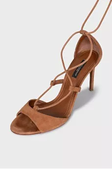 Suede stiletto sandals with tassels