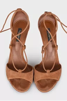 Suede stiletto sandals with tassels