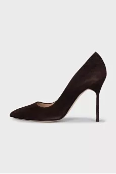 Brown suede stiletto heels