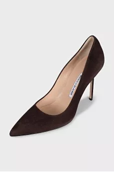 Brown suede stiletto heels