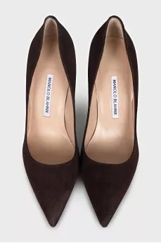 Brown suede stiletto heels