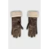 Brown leather gloves