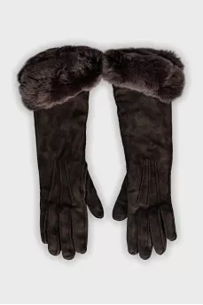 Leather and suede gloves
