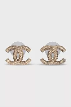 Gold-color logo-shaped earrings
