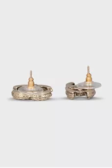 Gold-color logo-shaped earrings