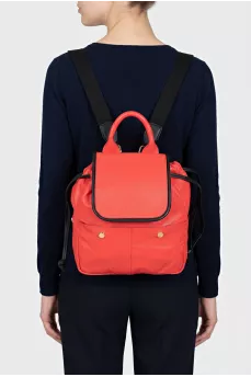 Leather backpack with patch pockets