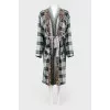 Khalat dress in a combined cage and an abstract print