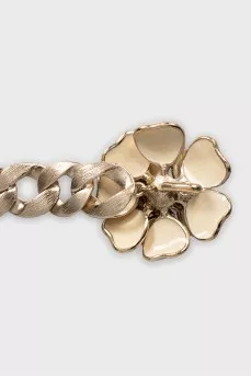 Metal belt with flower