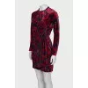 Velvet dress with floral print