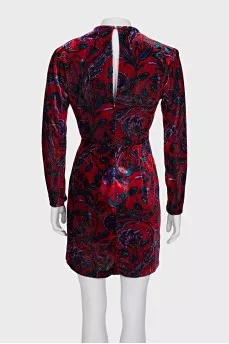 Velvet dress with floral print