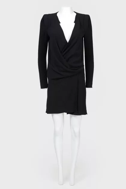 Knee-length wrap dress with deep neckline