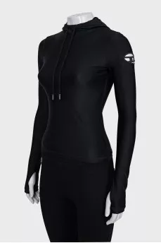 Long sleeve hooded shirt with tag