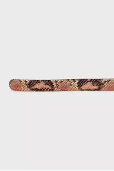 Leather belt with snakeskin embossing