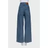 Wide-leg jeans with embroidered knees