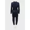 The jacket is elongated satin