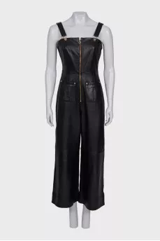 Leather jumpsuit with trousers