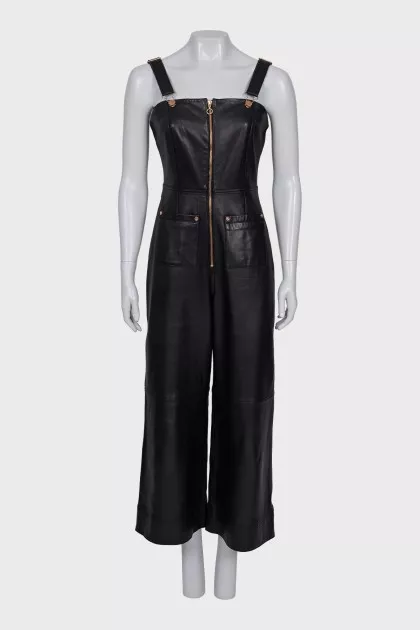 Leather jumpsuit with trousers