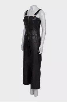 Leather jumpsuit with trousers