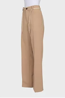 Wide-leg trousers with a belt