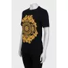 Black T-shirt with a floral print