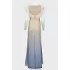 Evening dress with feathers and rhinestones