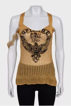 Golden T-shirt with embossed logo