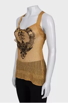 Golden T-shirt with embossed logo