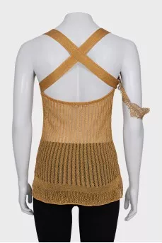 Golden T-shirt with embossed logo