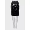 Patent leather pencil skirt