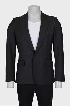 Men's wool jacket with hook-and-eye closure