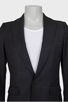 Men's wool jacket with hook-and-eye closure