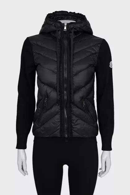 Black zip-up jacket with a hood