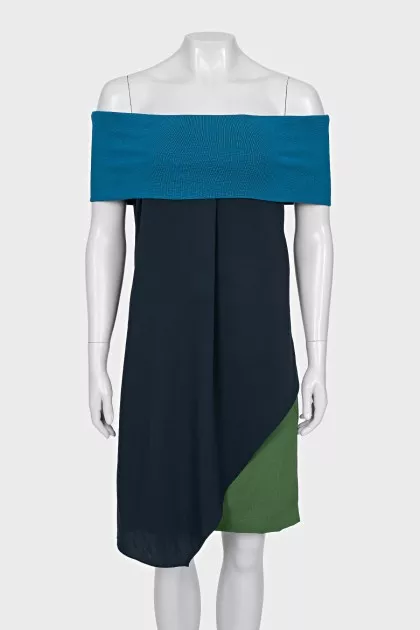 Asymmetrical off-the-shoulder silk dress