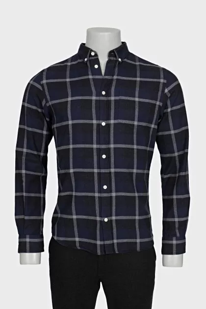 Men's blue plaid shirt