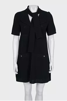 Black dress with tie collar