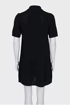 Black dress with tie collar