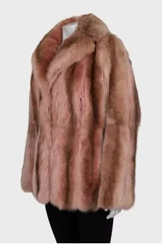 Розовая шуба из соболя
