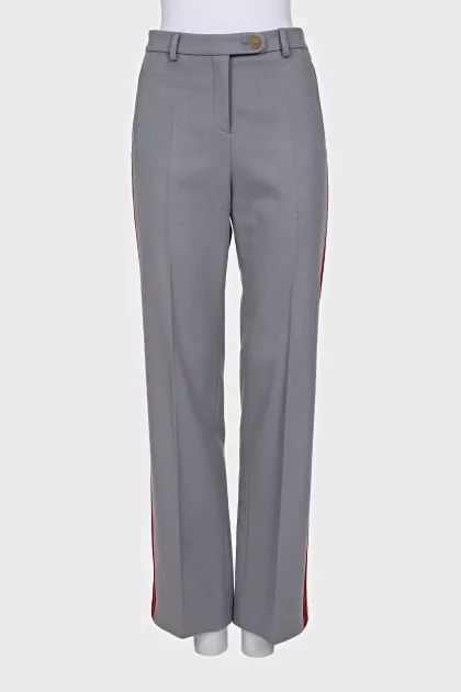 Wool trousers with red stripes