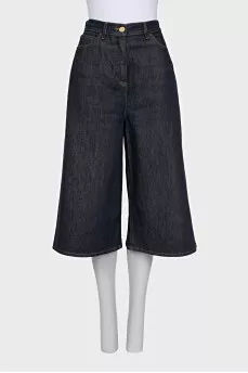Wide-leg denim shorts
