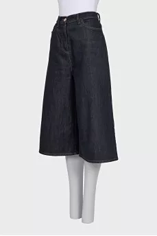 Wide-leg denim shorts