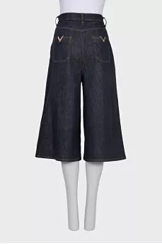 Wide-leg denim shorts