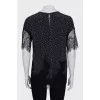 Silk blouse with lace in a floral print