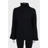 Black wool and cashmere sweater
