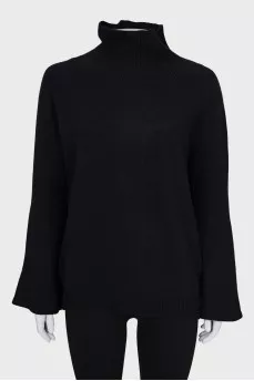 Black wool and cashmere sweater