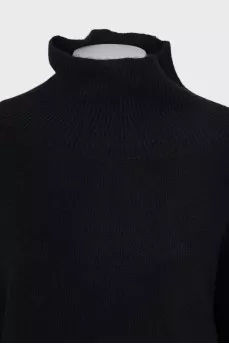 Black wool and cashmere sweater