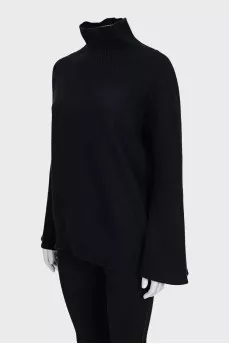 Black wool and cashmere sweater