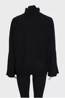 Black wool and cashmere sweater