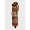 Leather coat with a fur collar